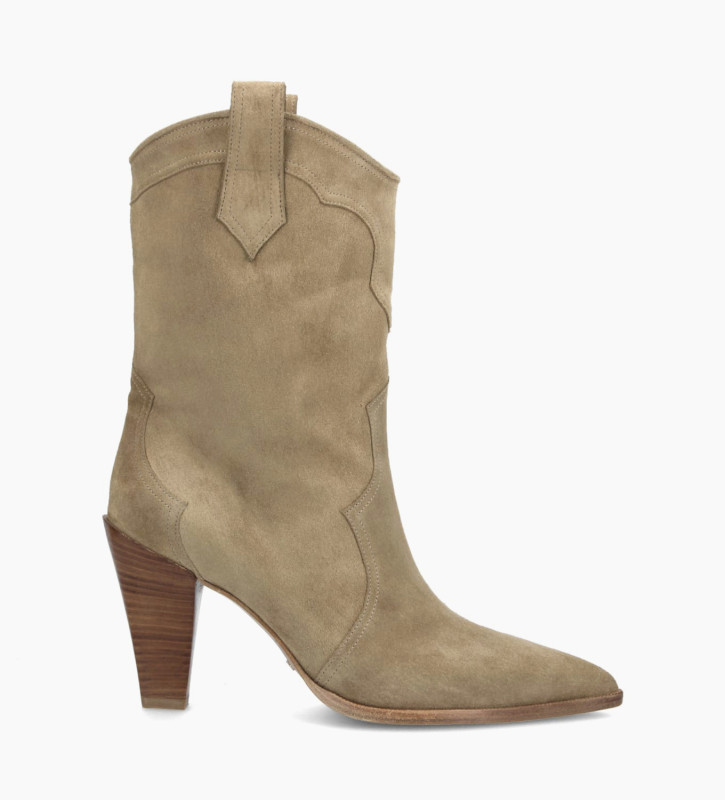 FREE LANCE Santiag heeled boot MARY 7 - Suede - Taupe