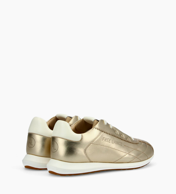 Sneaker MAIVA - Smooth leather/Grained leather - Gold/White