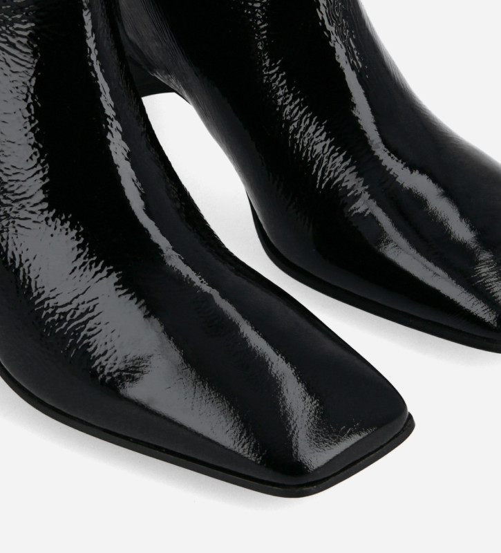 Multi zip heeled high boot - Billi 50 - Naplak patent leather - Black