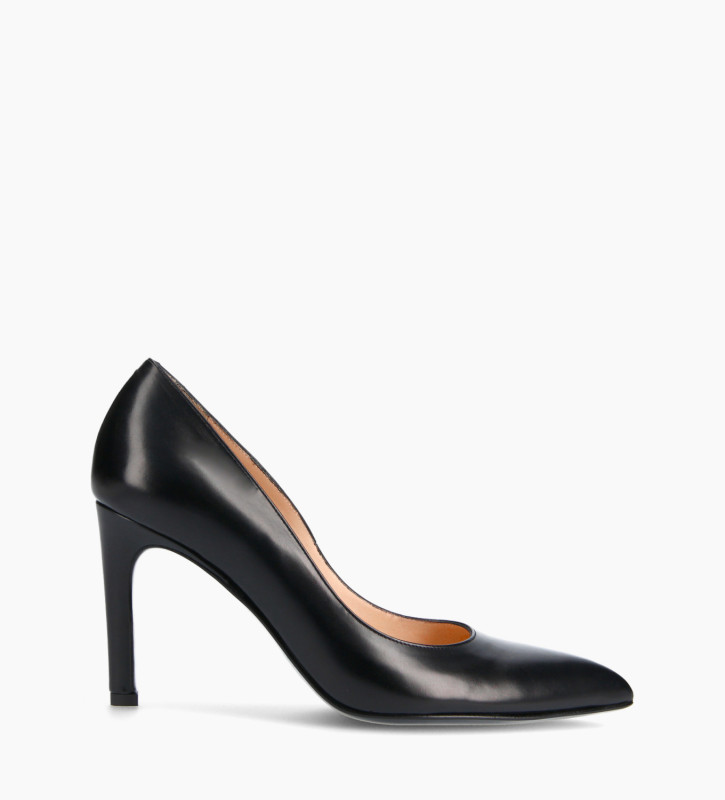 Pump with pointed toe and stiletto heel - Forel 7 - Smooth calf leather - Black