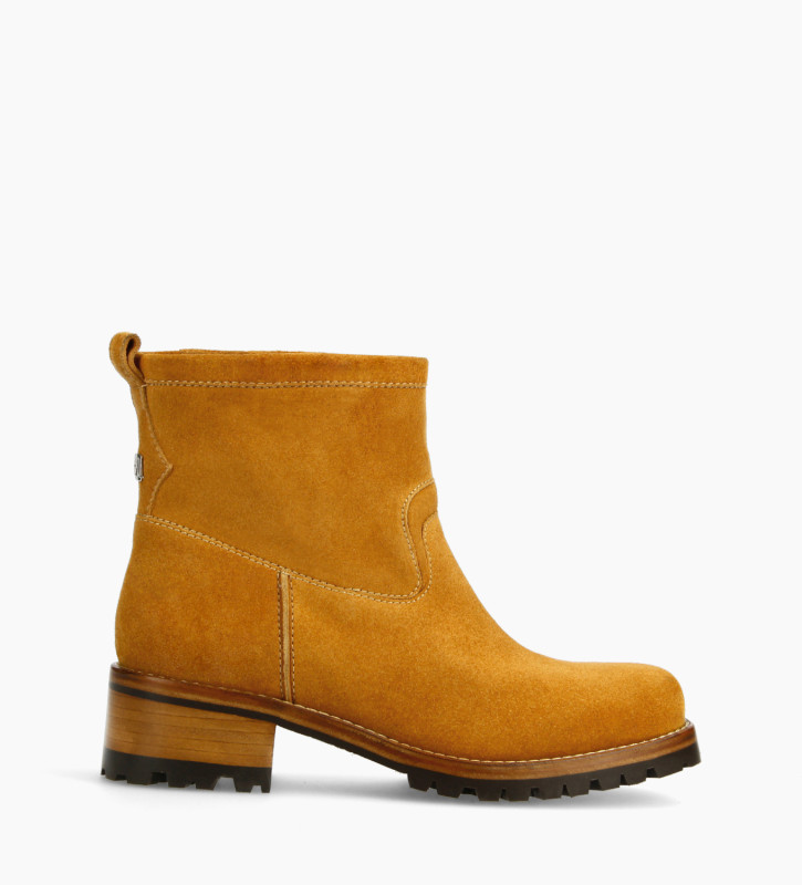Squared biker boot - Jac 45 - Suede leather - Camel