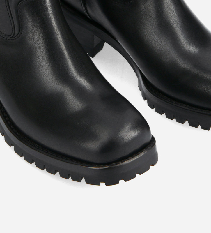 Squared biker boot - Jac 45 - Matt smooth leather - Black