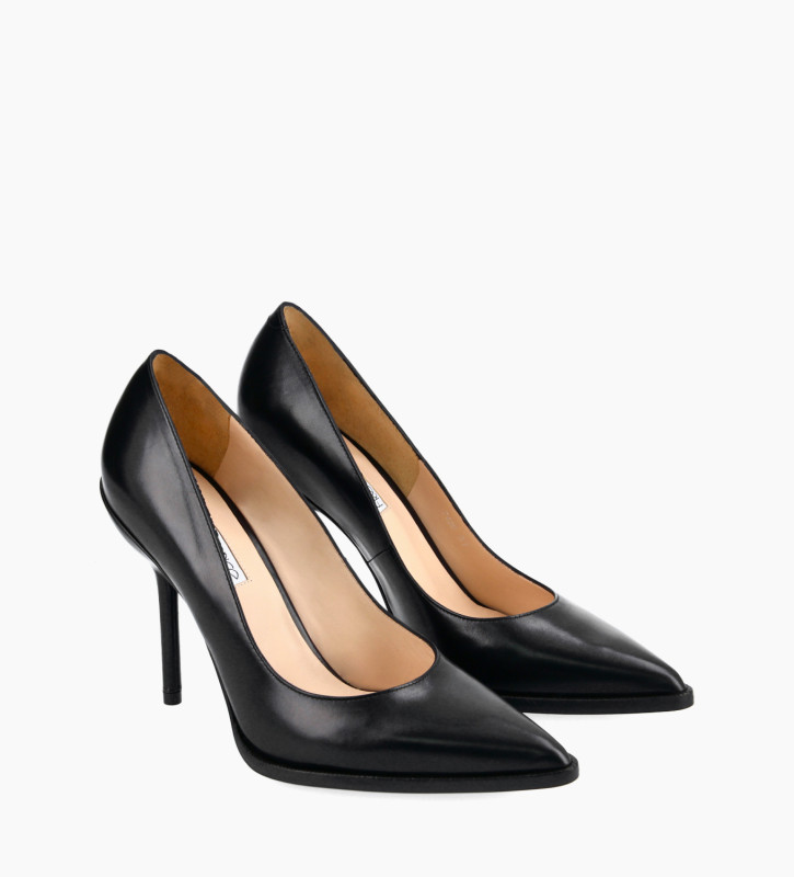Pump with pointed toe and stiletto heel - Jamie 10 - Smooth calf leather - Black