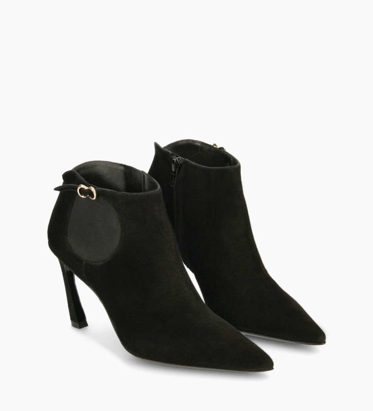FREE LANCE Pointy heeled chelsea boot - Lune 85 - Goat suede leather - Black