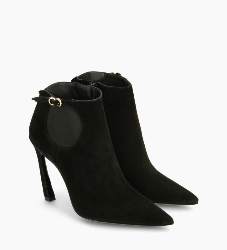 Pointy heeled chelsea boot - Lune 100 - Goat suede leather - Black