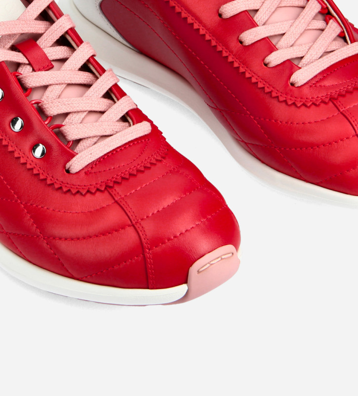 FREE LANCE Sneaker - Maiva - Cuir nappa - Rouge/Rose/Blanc