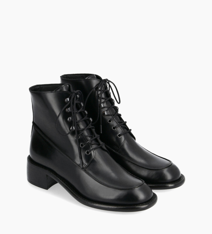 FREE LANCE Squared lace-up boot - Maxine 50 - Box calf leather - Black