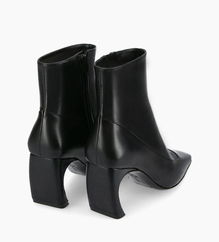 Squared heeled ankle boot - Sunni 70 - Matt smooth calf leather - Black