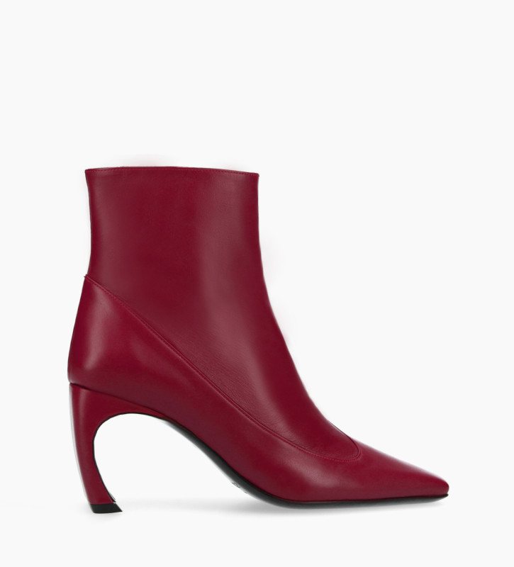 FREE LANCE Squared heeled ankle boot - Sunni 70 - Matt smooth calf leather - Bordeaux