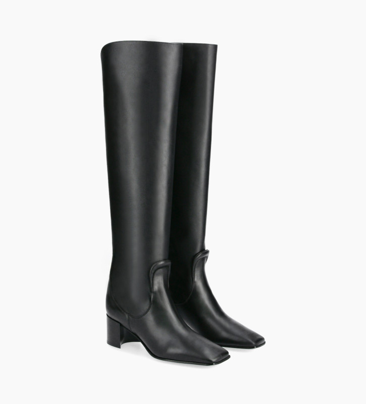 Straight high boot - Tessa 50 - Matt smooth calf leather - Black