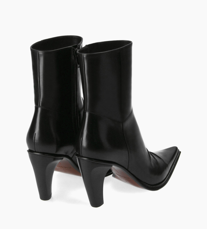FREE LANCE Heeled Western ankle boot - West 85 - Smooth calf leather- Black