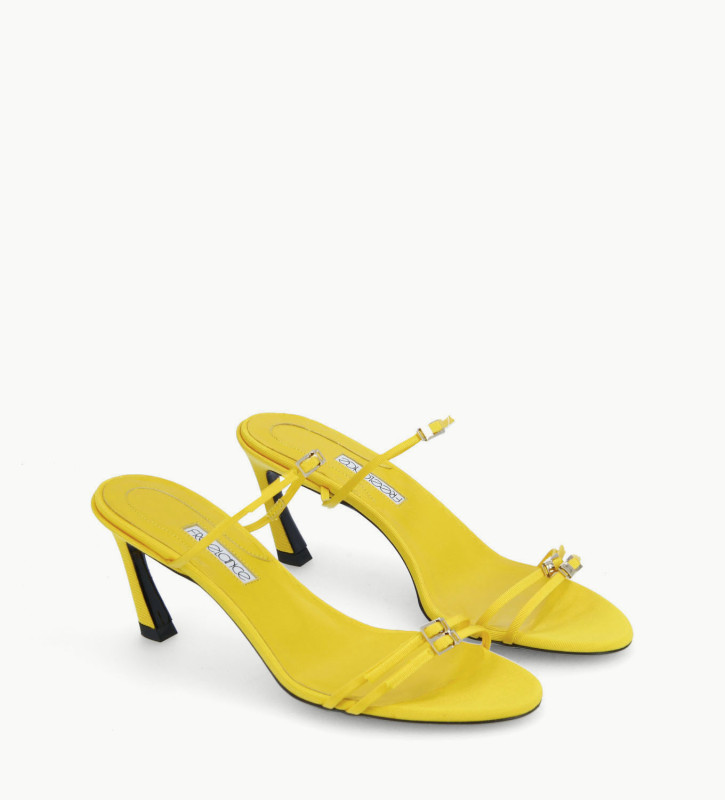 FREE LANCE Heeled strappy mule - Jade 65 - Grained canvas - Yellow