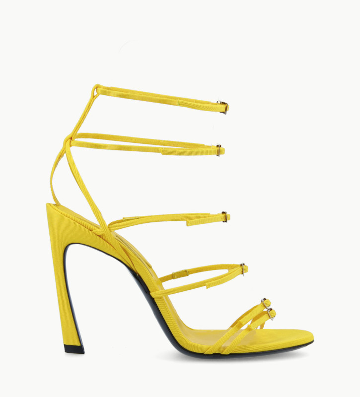 FREE LANCE Heeled strappy sandal - Julie 100 - Grained canvas - Yellow