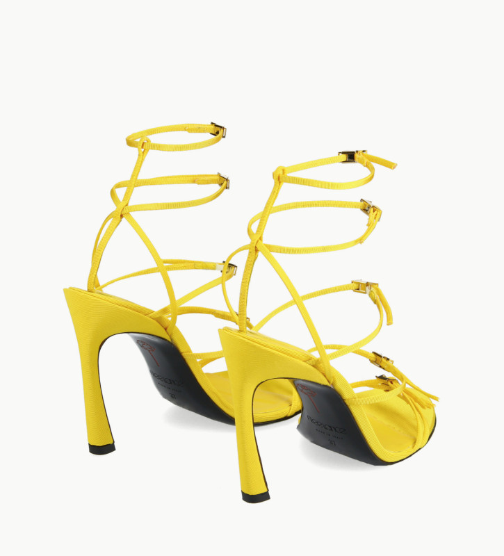 FREE LANCE Heeled strappy sandal - Julie 100 - Grained canvas - Yellow