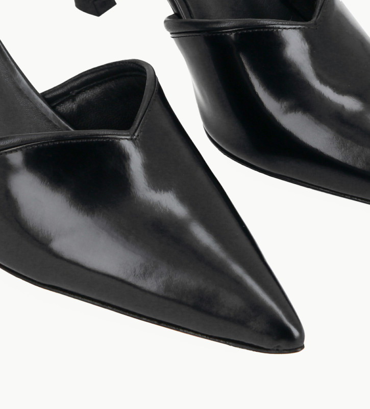 Padded pointy heeled mule - Olympia 65 - Glazed leather/Nappa lambskin leather - Black