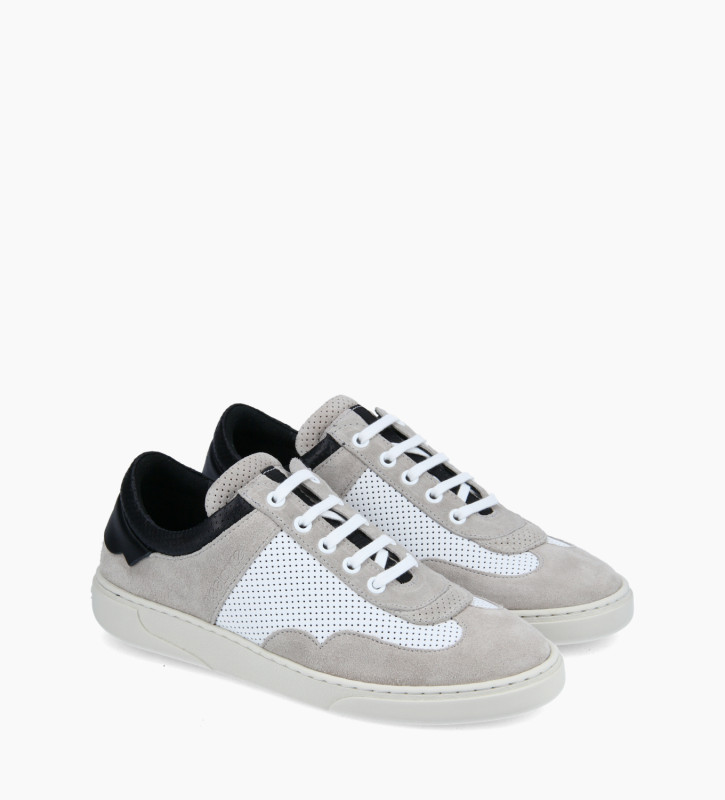 Sneaker - Ren - Cuir velours/Cuir nappa - Gris/Blanc