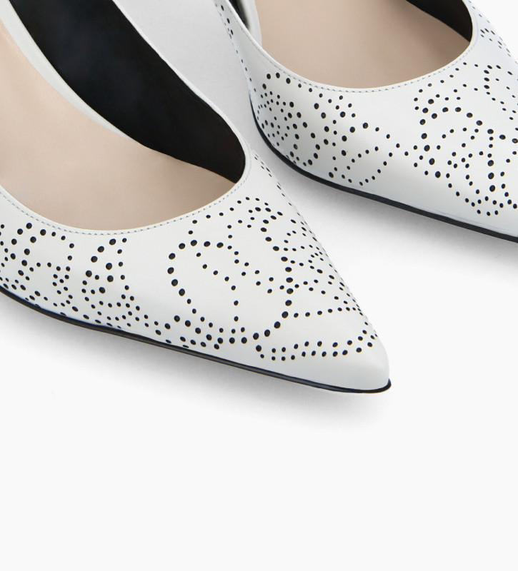 FREE LANCE Pointy pump - Domino 65 - Perforated box calf leather - White