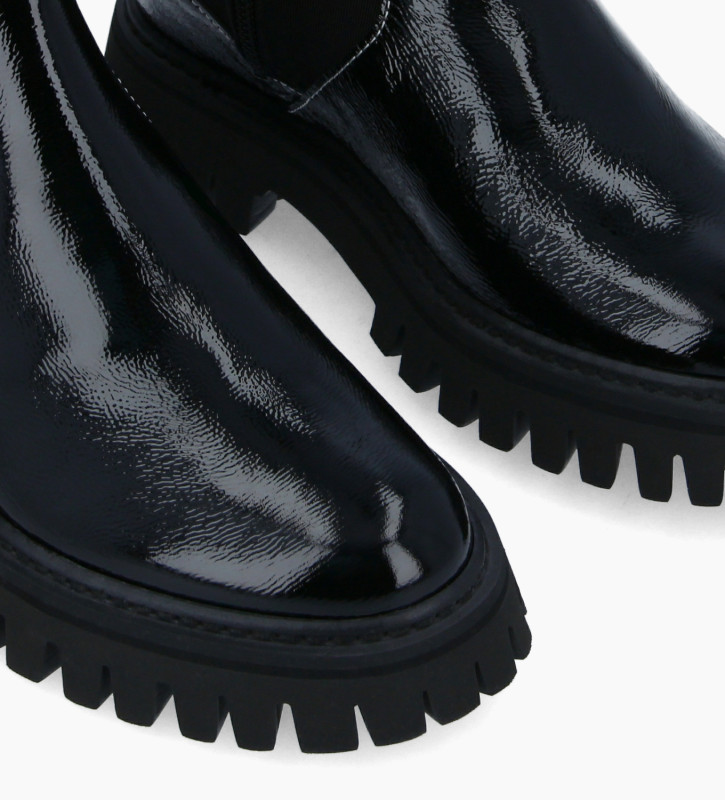 FREE LANCE Boot chelsea - Oli - Naplak patent leather/Grained nylon/Nappa leather - Black/White