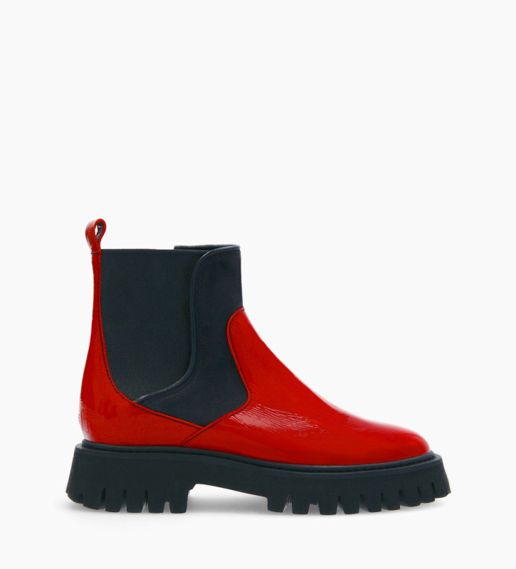 Boot chelsea - Oli - Naplak patent leather/Grained nylon/Nappa leather - Red/Black