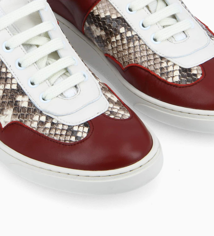 Sneaker - Ren - Nappa leather/Snake print leather - Bordeaux/Light brown/White