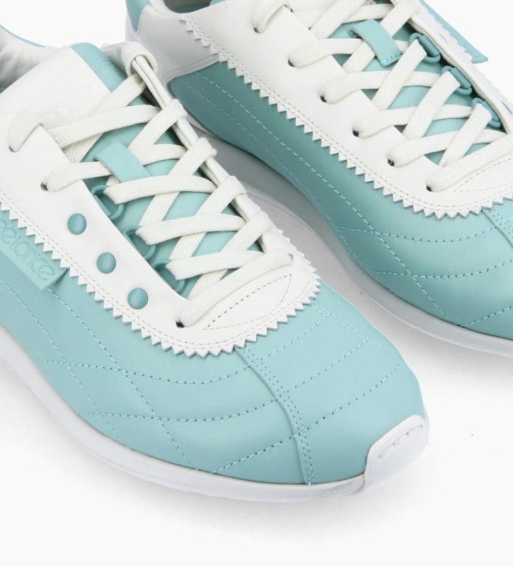 FREE LANCE Sneaker - Maiva - Cuir de veau lisse - Turquoise/Blanc