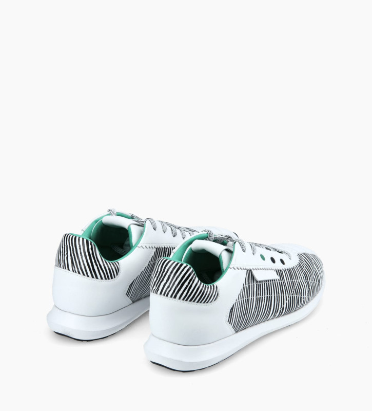 FREE LANCE Sneaker - Maiva - Striped leather/Calf smooth leather - White/Black/Turquoise