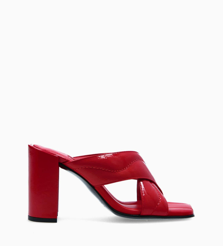 FREE LANCE Cross strap heeled mule - Bibi 85 - Naplak patent leather - Red