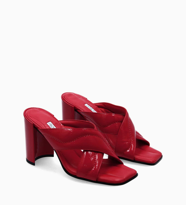 FREE LANCE Cross strap heeled mule - Bibi 85 - Naplak patent leather - Red