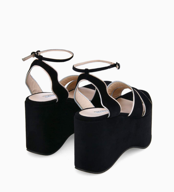 FREE LANCE Wedge sandal - Lill 105 - Cashmere leather/Patent leather - Black/Light grey