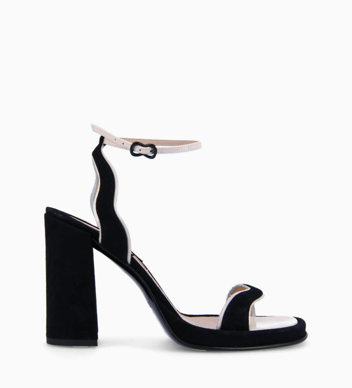 Heeled sandal - Liza 105 - Cashmere leather/Patent leather - Black/Light grey