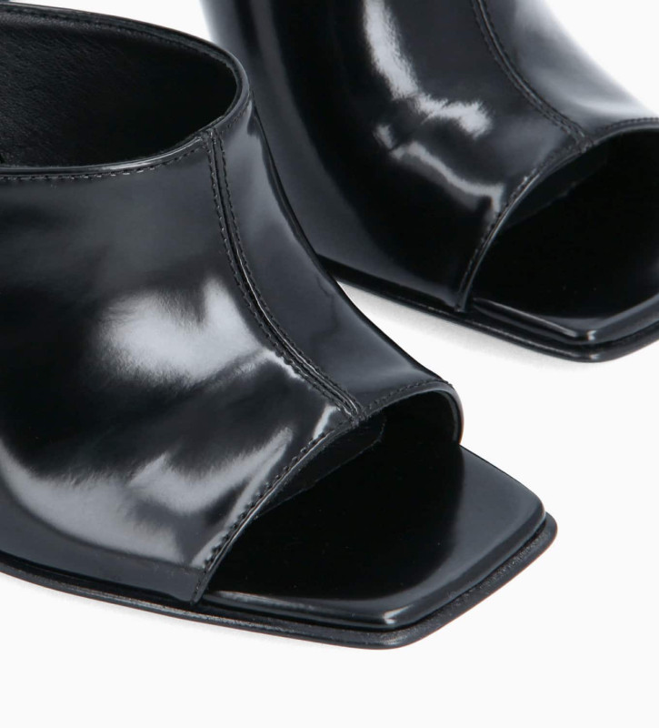FREE LANCE Heeled mule - Sloan 100 - Glazed leather - Black