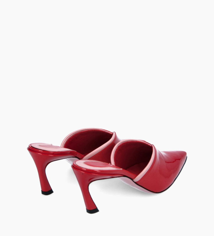 FREE LANCE Padded heeled mule - Olympia 65 - Patent leather/Nappa - Red/Pink