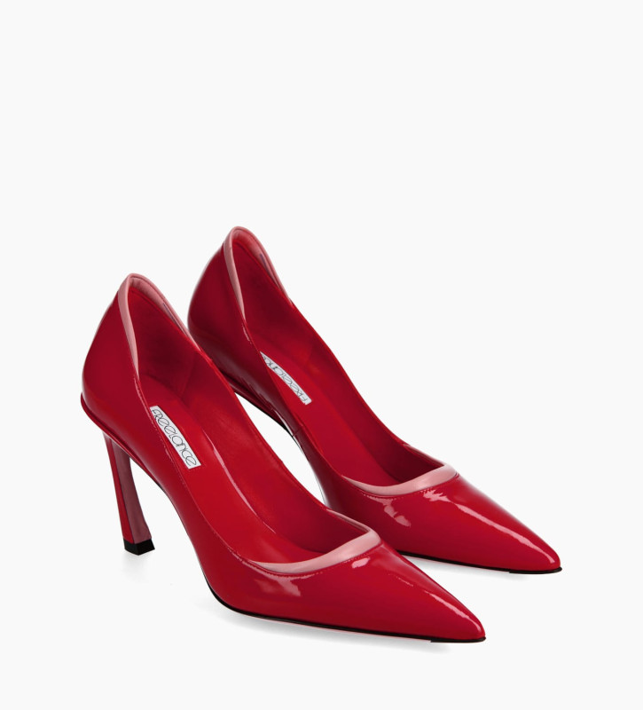 FREE LANCE Padded pointy pump - La Rose 85 - Patent leather/Nappa - Red/Pink