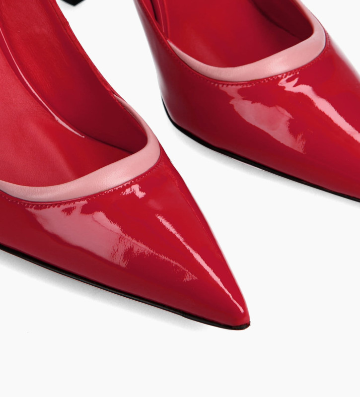 FREE LANCE Padded pointy pump - La Rose 85 - Patent leather/Nappa - Red/Pink