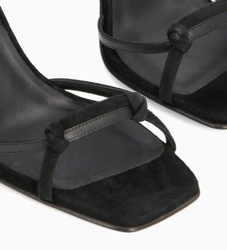 Sandale à talon - Nina 70 - Cuir cachemire/Cuir nappa - Noir