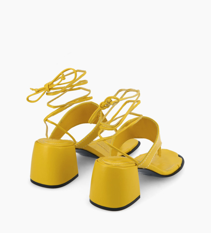 Heeled thong sandal - Robin 70 - Nappa leather - Yellow