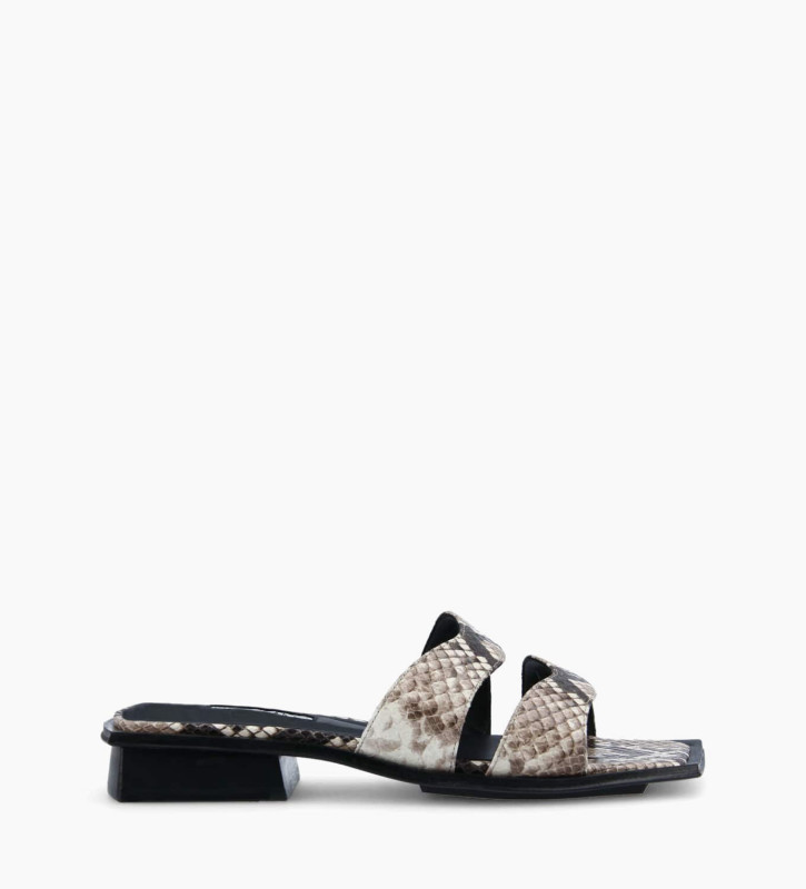 FREE LANCE Mule - Cassy - Snake print leather - Light brown