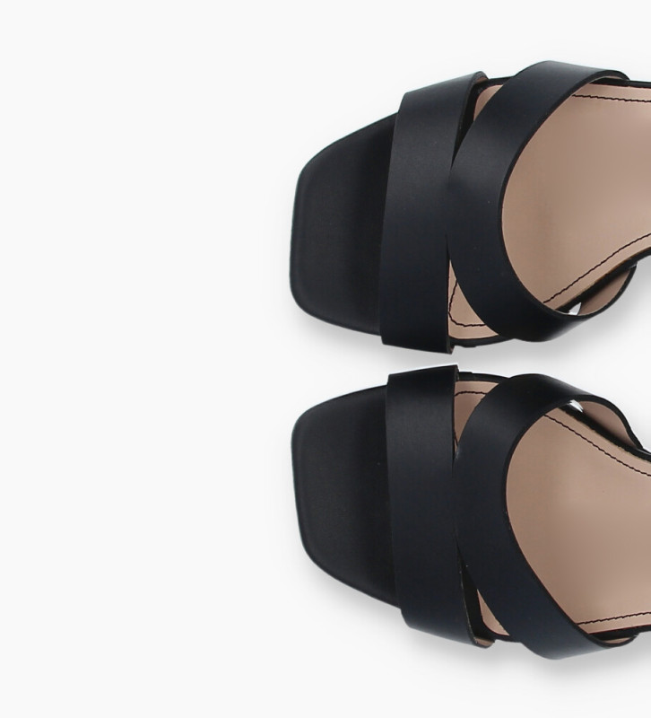 Plateform heeled sandal - Juliette 5 - Smooth Lambskin - Black