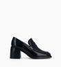 Autre image de Mocassin à talon à bout carré - Anaïs 70 - Cuir glacé - Noir