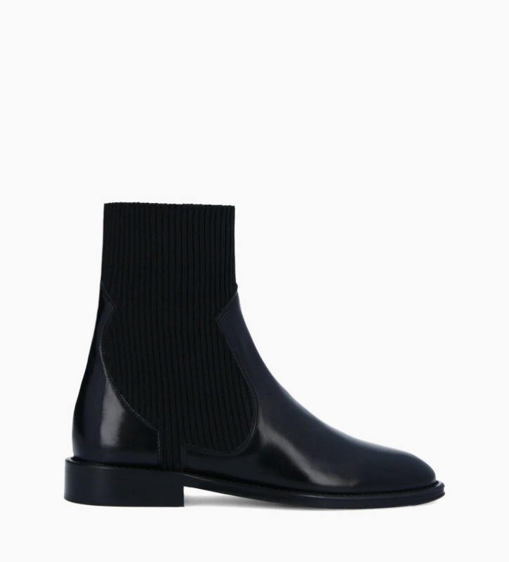 free lance Harri 25 Bottine chelsea Cuir de veau lisse brillant/Maille Noir