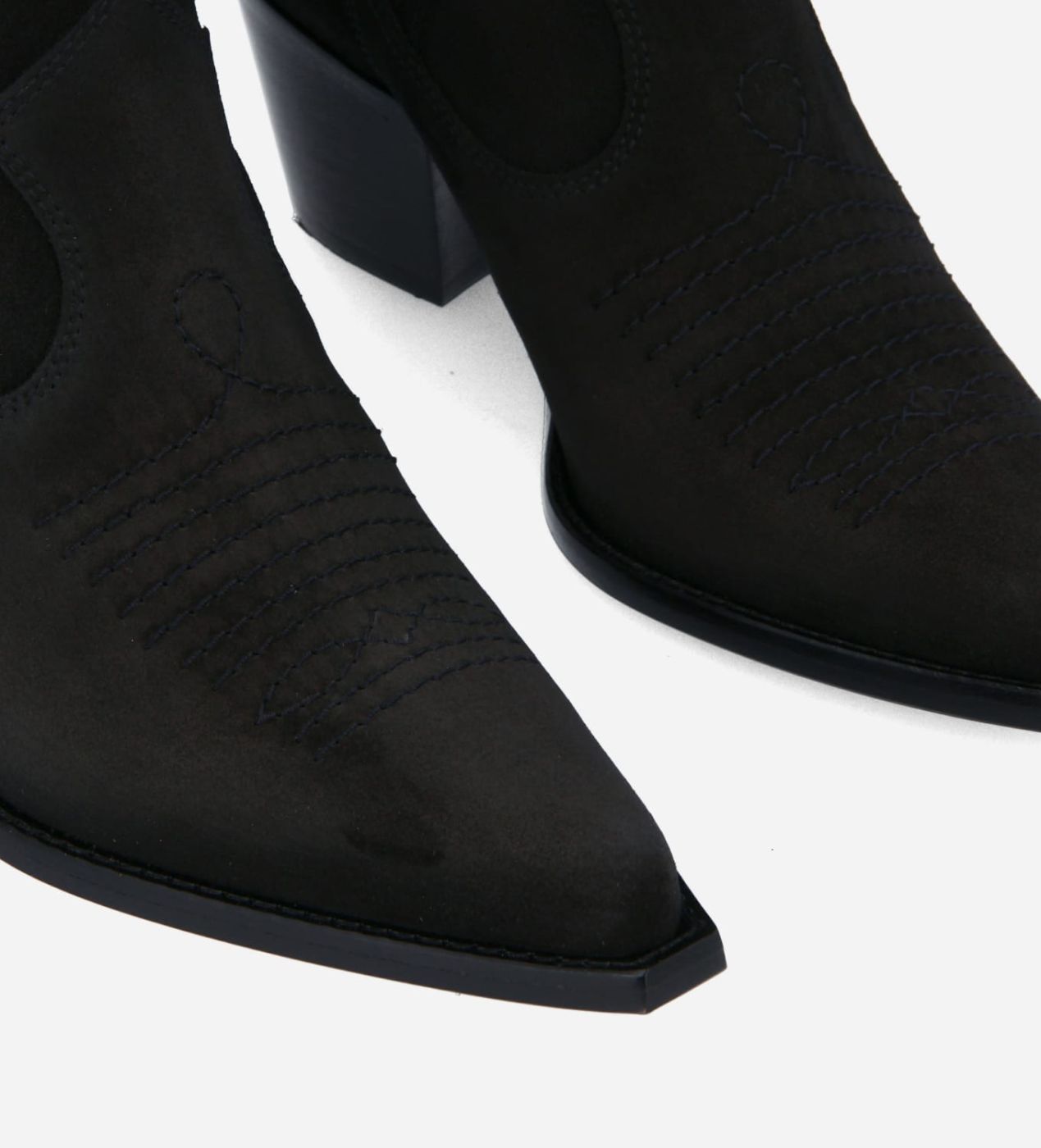 Embroidered western chelsea boot Simone 50 Suede leather Black