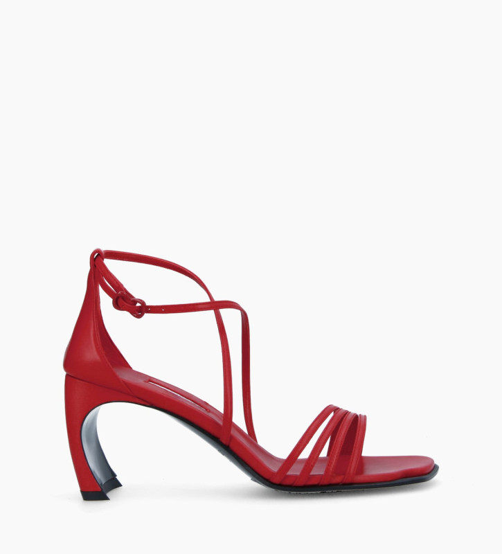 FREE LANCE Heeled cross straps sandal - Cambre 70 - Nappa lambskin leather - Red