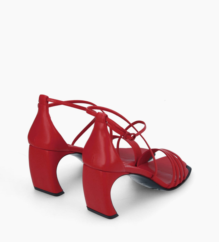 Sandale à brides croisées - Cambre 70 - Cuir nappa - Rouge