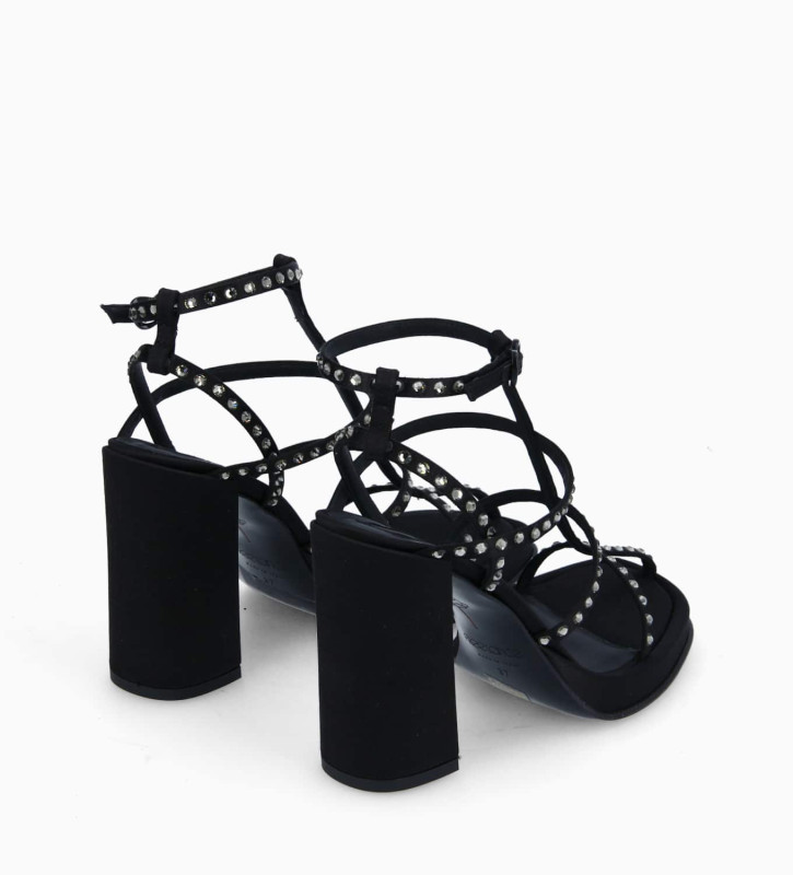 Sandale à talon - Pearl 105 - Satin - Noir