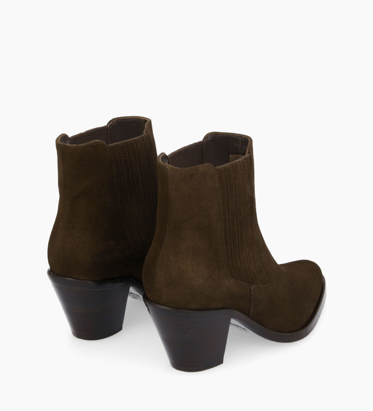 FREE LANCE Chelsea boot with bevelled heel Jane 7 - Suede leather - Dark brown