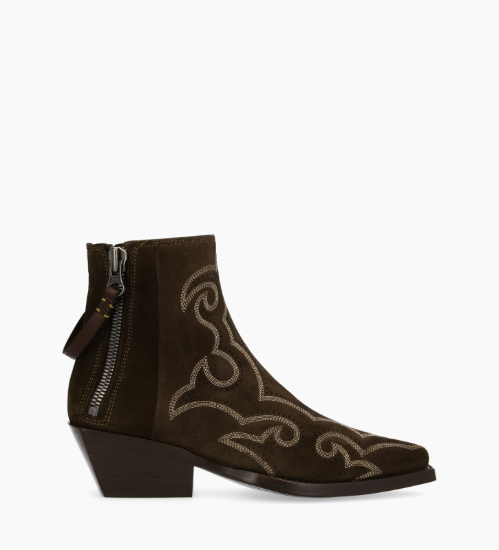 FREE LANCE Western ankle boot - Calamity 40 - Suede leather - Dark brown