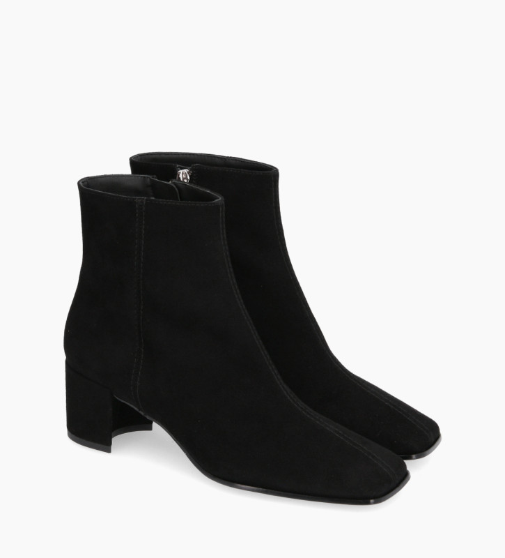 FREE LANCE Squared ankle boot with zip - Astrid 50 - Cashmere leather - Black