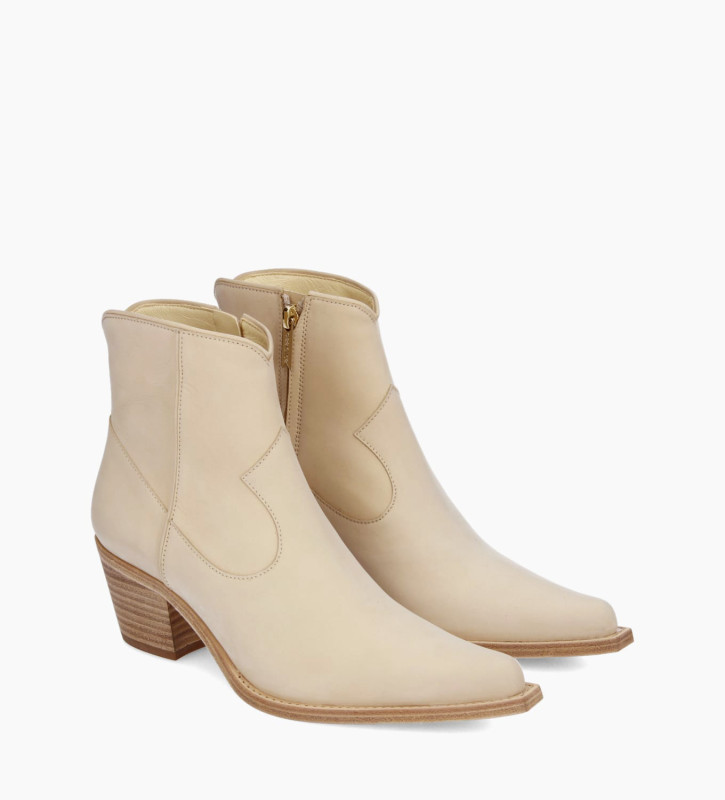 FREE LANCE Western ankle boot with zip - Sadie 50 - Suede leather - Beige
