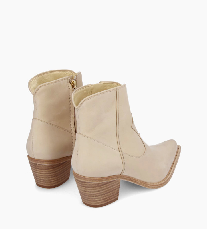 FREE LANCE Western ankle boot with zip - Sadie 50 - Suede leather - Beige
