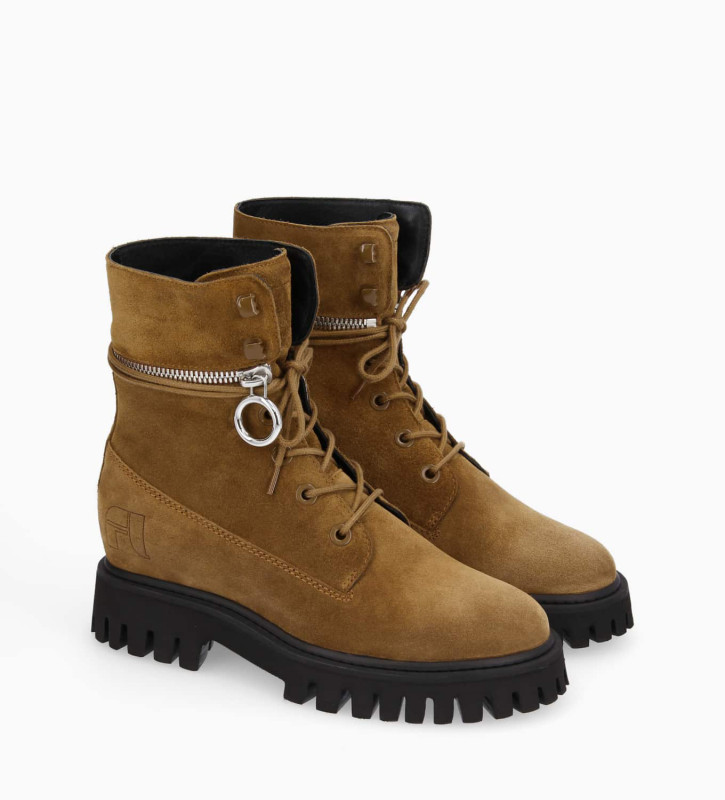 FREE LANCE Boot rangers à lacets - Juno - Cuir velours - Sienna